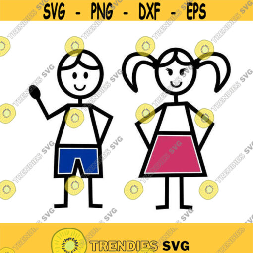 Stick Girl and Boy Cuttable Design SVG PNG DXF eps Designs Cameo File Silhouette Design 297