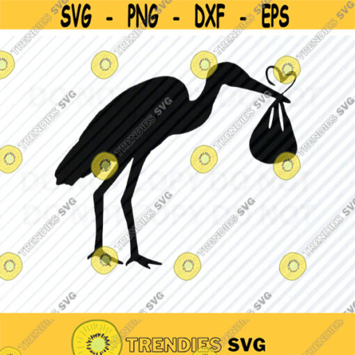 Stork with Baby SVG Files Bird Vector Images Clipart SVG Image For Cricut Bird Silhouette Eps Png Dxf Clip Art Newborn Baby svg Design 614