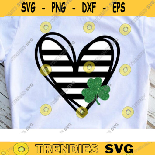 Stripped Heart with Clover St. Patricks Day SVG Clovers Svg Kids St Patricks Day Shirt Svg Clover Leaf Digital Cut File For Cricut 357 copy