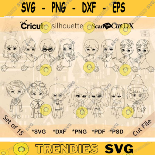 Students and Teachers SVG Clipart Bundle of 15 Line Art Cricut School of Magic svg dxf png pdf psd Cute Clipart Outline