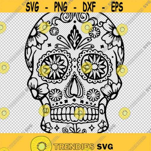 Sugar Skull Head Face Halloween Dia de los Muertos SVG PNG EPS File For Cricut Silhouette Cut Files Vector Digital File