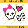 Sugar Skull SVG DXF Cute Punk Skull with Bow Valentine Skull and Bone svg dxf Cut File for Cricut svg Clipart copy