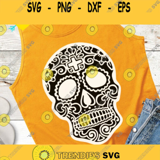 Sugar Skull SVG Halloween Skull Svg Skull Svg Day Of The Dead Skull Svg Cinco De Mayo Svg files for Cricut Sublimation Silhouette