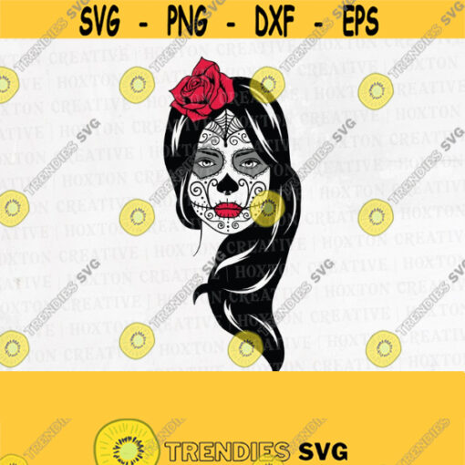Sugar Skull Svg Girl Skull Svg Skeleton Svg Skulls Silhouettes Svg Skull Svg Skull Head Cutting FileDesign 609