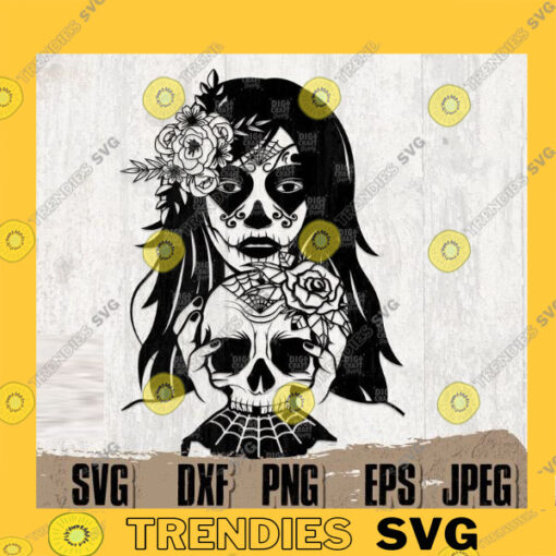 Sugar Skull svg 5 Sugar Skull Clipart Sugar Skull Cutfile Halloween svg Lady Dead svg Catrina svg Skull Clipart Sugar Skull Shirt svg copy