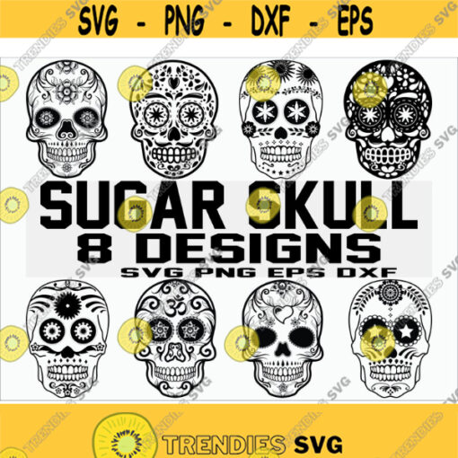 Sugarskull svg day of the dead svg mexico skull clipart decal stencil vinyl silhouette iron on cut file Design 193