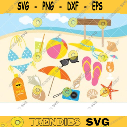 Summer Clipart Beach Clipart Beach Clip Art Summer Clip Art Beach Items Clipart Vacation Clipart Bikini Clipart flipflop Clipart copy