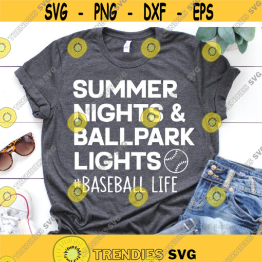 Summer Nights Ballpark Lights Svg Baseball Mom Svg Baseball Svg Funny Baseball Svg File for Cricut Sublimation.jpg