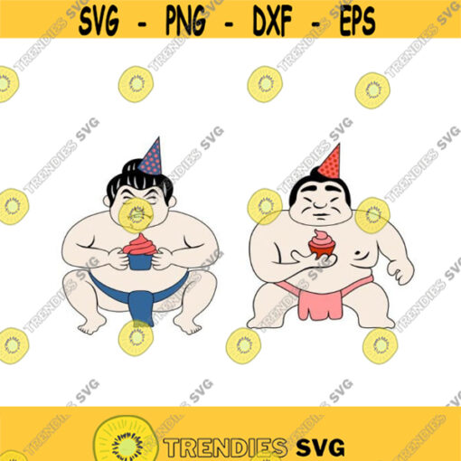 Sumo Wrestler Birthday Japan Cuttable Design SVG PNG DXF eps Designs Cameo File Silhouette Design 972
