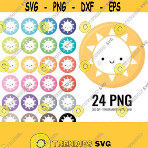 Sun Clipart. Sunny Weather Icons Clip Art. Sun Face PNG. Day Digital Circles. Summer Planner Printable Rounded Stickers. Instant download Design 393