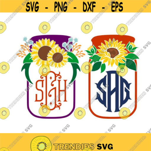 Sun Flowers Mason Jar Southern Cuttable Design SVG PNG DXF eps Designs Cameo File Silhouette Design 1501