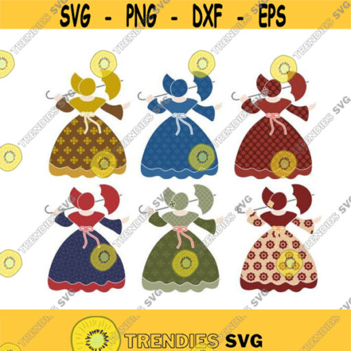 Sunbonnet Girl Holding umbrella Cuttable Design SVG PNG DXF eps Designs Cameo File Silhouette Design 597