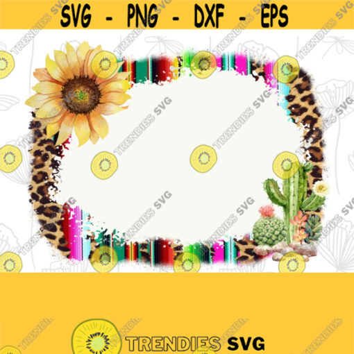 Sunflower Background Frame Design Enhancements Leopard Serape PNG Graphic Clip Art Design Instant Digital Download Sunflower PNG Design 172