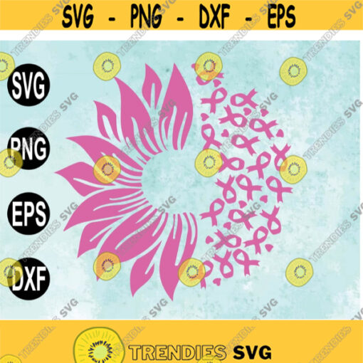 Sunflower Breast Cancer Awareness Ribbon Svg cut file to use for Cricut SilhouetteSvg png eps dxf digital download Design 30