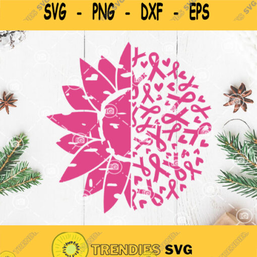 Sunflower Cancer Svg Breast Cancer Awareness Svg Sunflower Svg