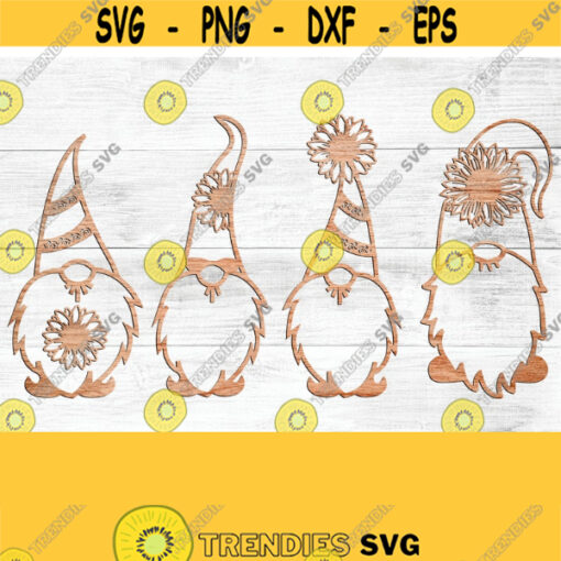 Sunflower Garden Gnome SVG Bundle Glowforge Files Laser Cut Files Gnomes Floral Flower Summer Gnomes Laser Ready Files SVG PNG Design 205