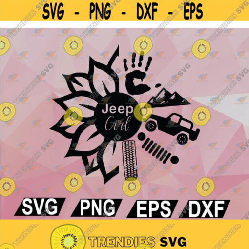 Sunflower Jeep Girl Digital SVG Cut File svg png eps dxf Design 105