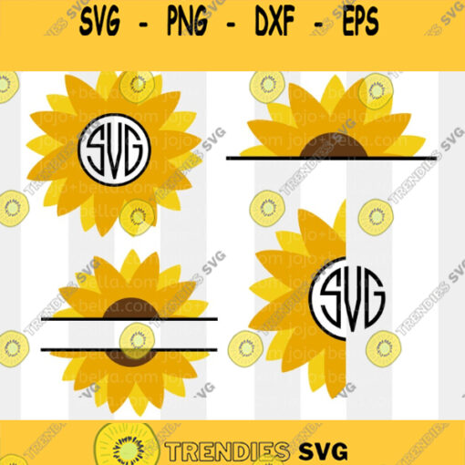 Sunflower Monogram Svg Bundle Split Sunflower Monogram Svg Sunflower Svg Bundle Sunflower Monogram Svg Cut Files For Cricut Silhouette