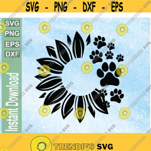 Sunflower Paw dxf Sunflower paw SVG Sunflower with dog paw svg png eps dxf download digital file Design 214