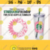 Sunflower Pink Ribbon Starbucks Acrylic svg Starbucks Acrylic Cup svg Template Breast Cancer Starbucks svg Cancer Awareness Cold Cup svg