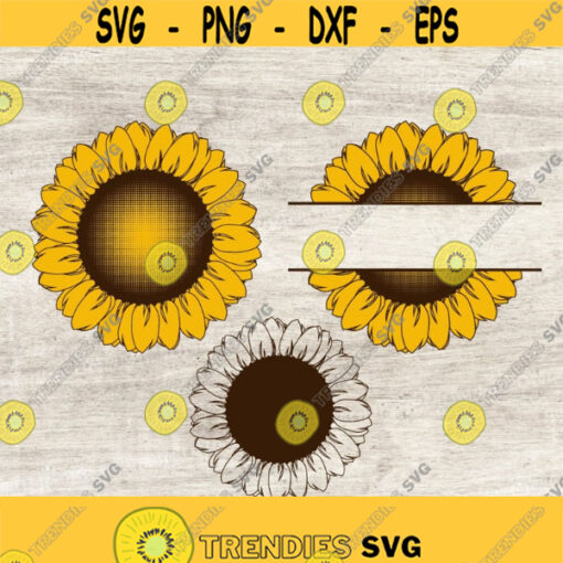 Sunflower SVG Floral SVG Sunflower Clipart Flower SVG Sunflower Template sunflower silhouette Sunflower monogram wedding svg Design 117
