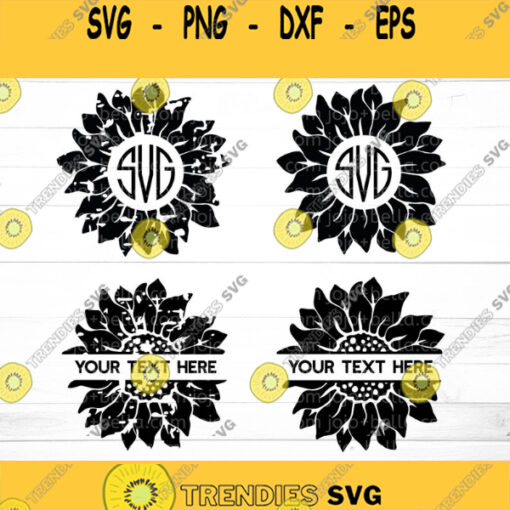 Sunflower SVG Sunflower Monogram Svg Split Sunflower Monogram Svg Flower svg grunge sunflower svg grunge svg Sunflower Clipart
