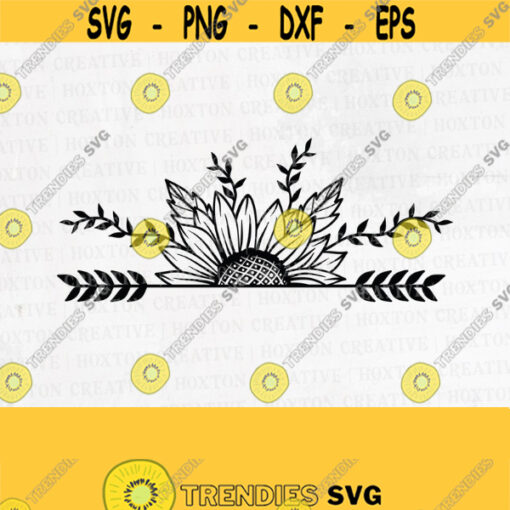 Sunflower Svg File Half Sunflower Svg Split Sunflower Svg Sunflower Monogram Svg Cut FilesDesign 62