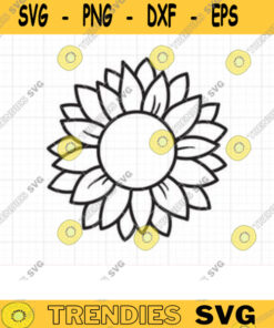 Sunflower Svg Sunflower Monogram Frame Svg Outlined Sunflower SVG DXF Cut File for Cricut and Silhouette Clipart Commercial Use copy