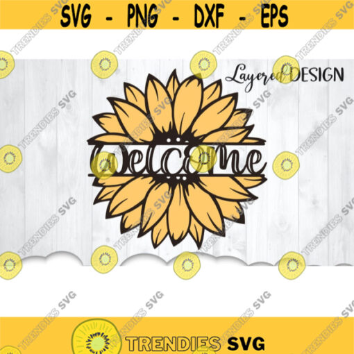 Sunflower Welcome Svg Sunflower Svg Files For Cricut Floral Welcome Sign Svg Layered Flower Svg Home Svg Files Sunflower Clipart .jpg