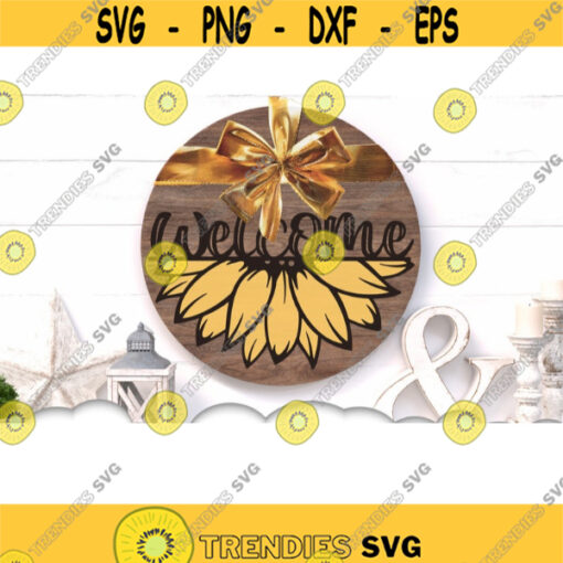Sunflower Welcome Svg Sunflower Svg Files For Cricut Floral Welcome Sign Svg Layered Flower Svg Home Svg Files Sunflower Clipart Design 10129 .jpg