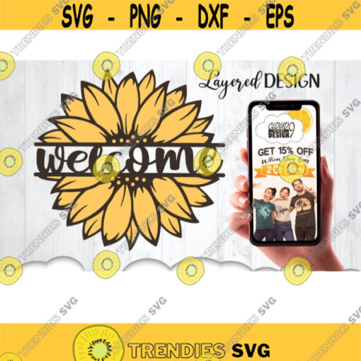Sunflower Welcome Svg Sunflower Svg Files For Cricut Floral Welcome Sign Svg Layered Flower Svg Home Svg Files Sunflower Clipart Design 9798 .jpg