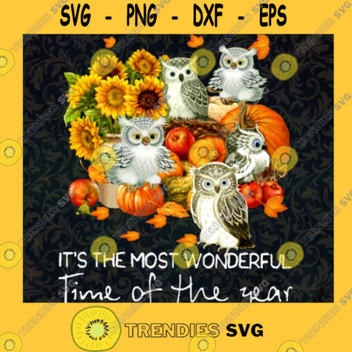 Sunflower Owl pumpkin Autumn its the most wonderful time of the year SVG PNG EPS DXF Silhouette Cut Files For Cricut Instant Download Vector Download Print File