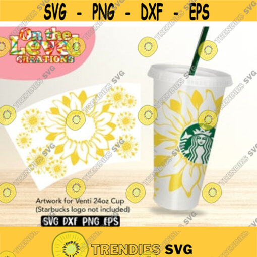 Sunflowers Starbucks cup SVG Venti cup 24 oz wrap dxf png eps Design 8