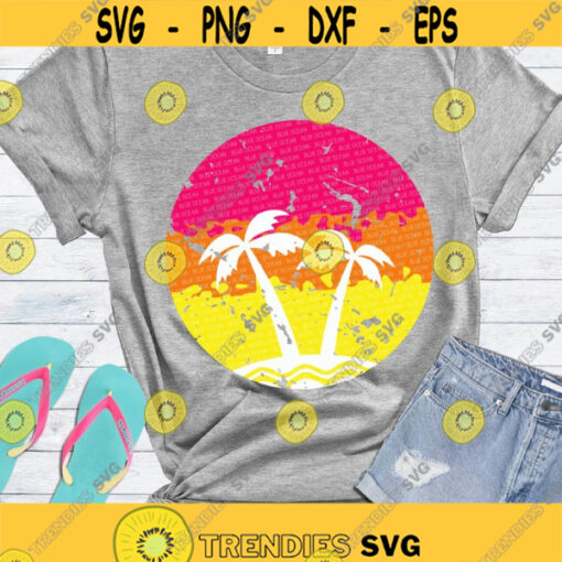 Sunset island distressed SVG Sunset grunge SVG Beach shirt SVG Summer svg