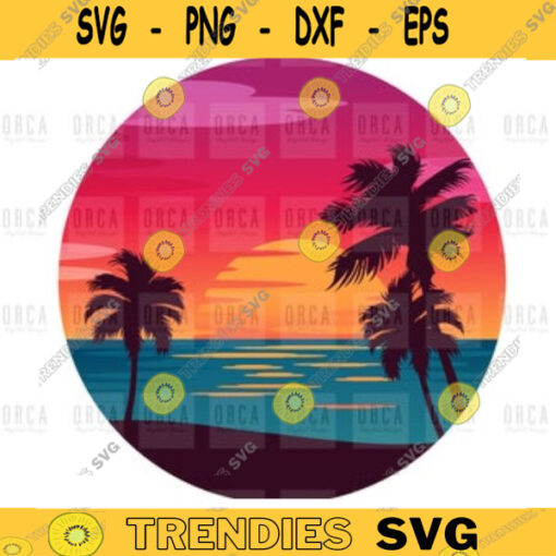 Sunset png Paradise Palms Hawaii Silhouette Sea palm tree png Rainbow png digital file 7