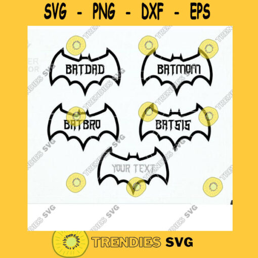 Super Hero Family Bat Dad Bat Mom Bat Bro Bat Sis. Bat Family in Batman logo shape. Batman Spoof Family T shirt design svg cut files