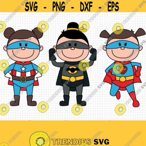 Superhero Girl SVG. Superheroes Bundle Clipart PNG. Kawaii Baby Toddler Shirt Vector Cut Files. Digital Instant Download dxf eps jpg pdf Design 445