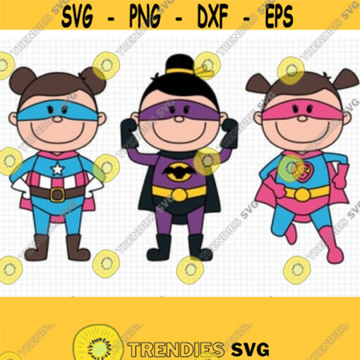 Superhero Girl SVG. Superheroes Bundle Clipart PNG. Kawaii Baby Toddler Shirt Vector Cut Files. Digital Instant Download dxf eps jpg pdf Design 454
