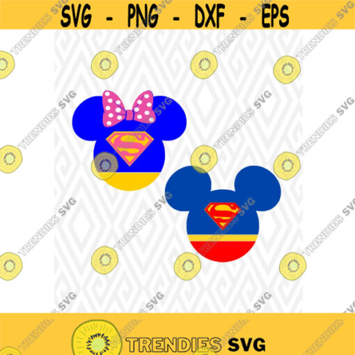 Superman Superwoman Mouse Ears Cuttable Designs in SVG DXF PNG Ai Pdf Eps Design 117