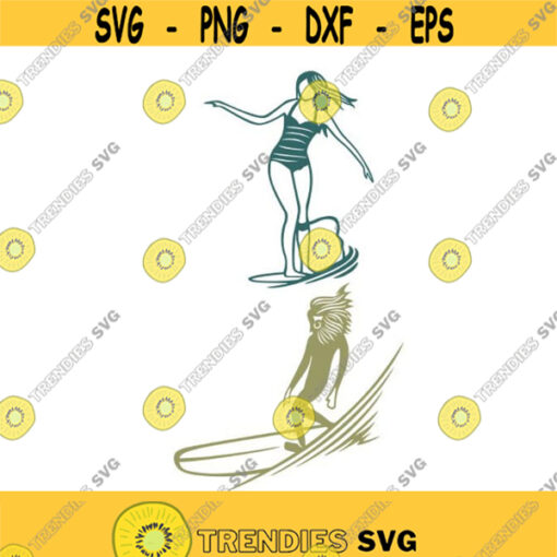 Surf Decals Surfing Beach Cuttable Design SVG PNG DXF eps Designs Cameo File Silhouette Design 1387