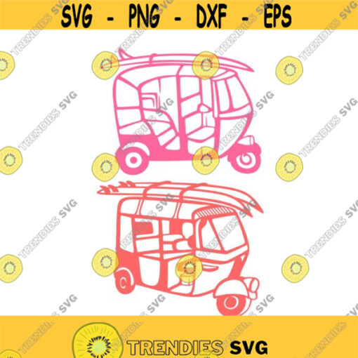 Surf Surfing tuk tuk Auto rickshaw Cuttable Design SVG PNG DXF eps Designs Cameo File Silhouette Design 1735