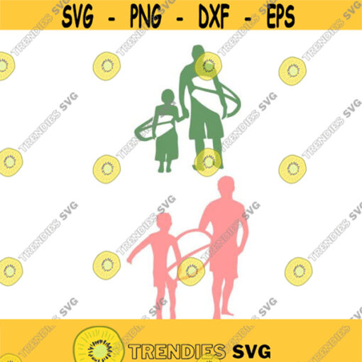 Surfing father and son daddy day Ocean Beach Cuttable Design SVG PNG DXF eps Designs Cameo File Silhouette Design 557
