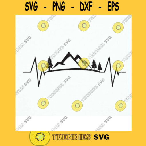 Svg EKG Heartbeat Mountain. Hiking Svg. Camping svg vacation svg dxf png eps. Svg Cut files for Cricut Silhouette. Heartbeat Clipart