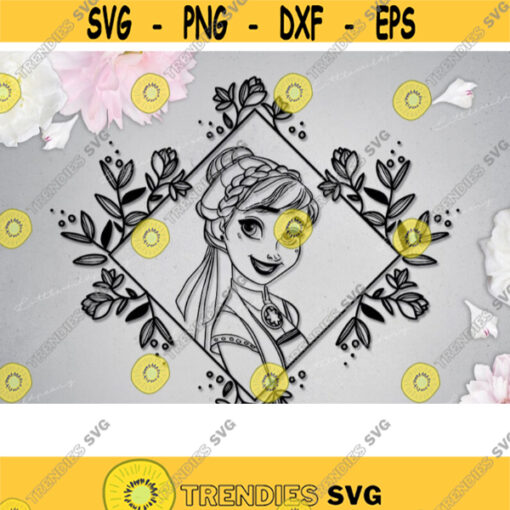 Svg Floral Frame with flowers Cinderella Png Cartoon Princess Vector Clipart Cut File Birthday shirt Design Cricut DXF EPS .jpg