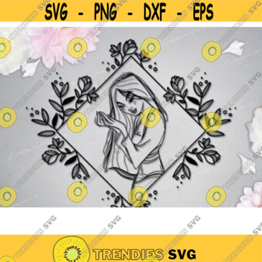 Svg Floral Frame with flowers Frozen Anna Png Cartoon Princess design Silhouette Cut Files Cricut Birthday Girl Sublimate Print Dxf Eps .jpg