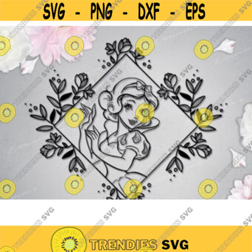 Svg Floral Frame with flowers Pocahontas Png Cartoon Princess design Silhouette Cut Files Cricut Birthday Girl Sublimate Print Dxf Eps .jpg