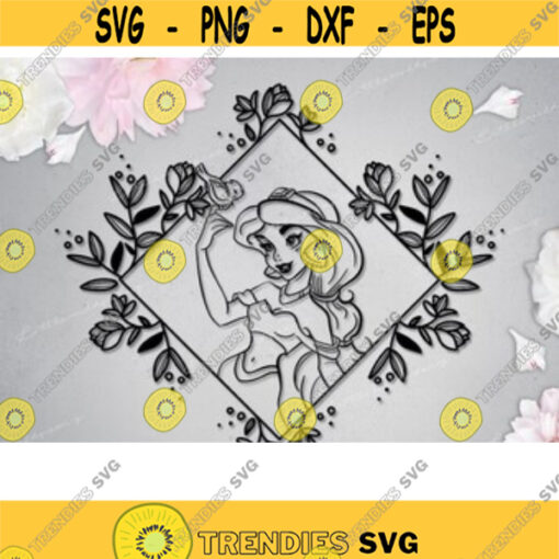 Svg Frozen Elsa Floral Frame with flowers Png Cartoon Princess design Silhouette Cut Files Cricut Birthday Girl Sublimate Print Dxf Eps .jpg