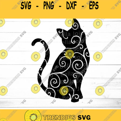 Swirl Cat SVG Svg Dxf Eps Jpeg Png Ai Pdf Cut File Cat svg Cat svg file Swirl svg flourish svg Swirl svg file for Cricut