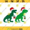T rex Dinosaur Santa Hat Christmas Cuttable Design SVG PNG DXF eps Designs Cameo File Silhouette Design 137