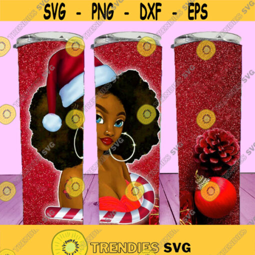 TAPERED 20oz Christmas Santa African Queen Woman Skinny Tumbler JPG PNG image Tumbler File For Sublimation Ready To Cut Digital File